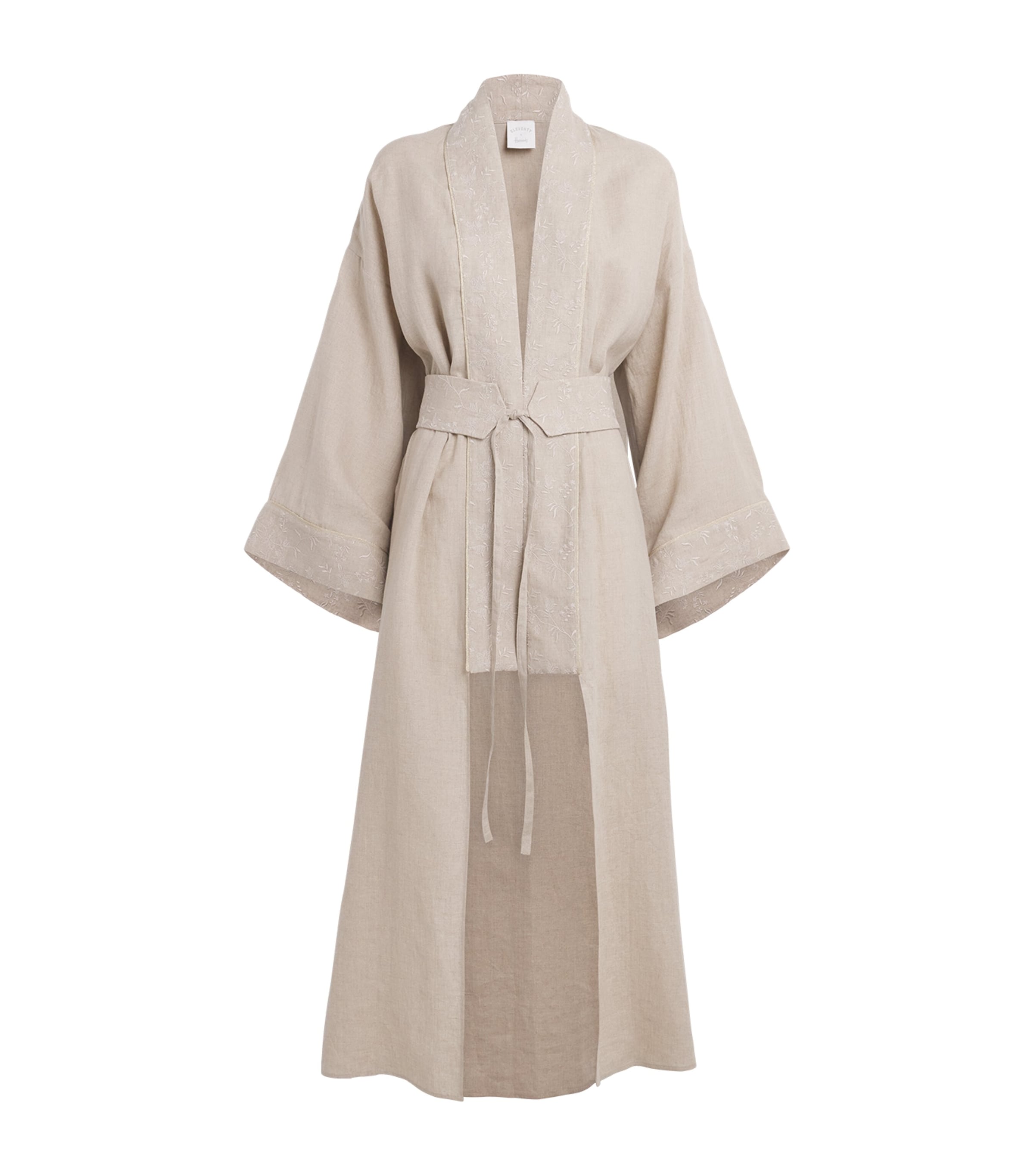 Eleventy Beige x Harrods Linen Embroidered Kimono