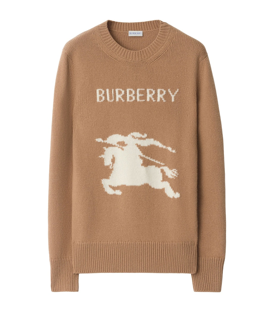 Beige Wool-Cashmere Logo Sweater