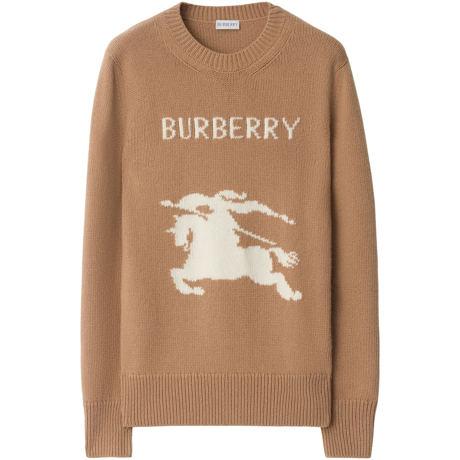 Beige Wool-Cashmere Logo Sweater