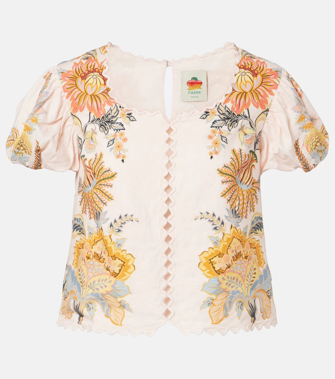 Farm Rio - Ligia floral linen-blend blouse