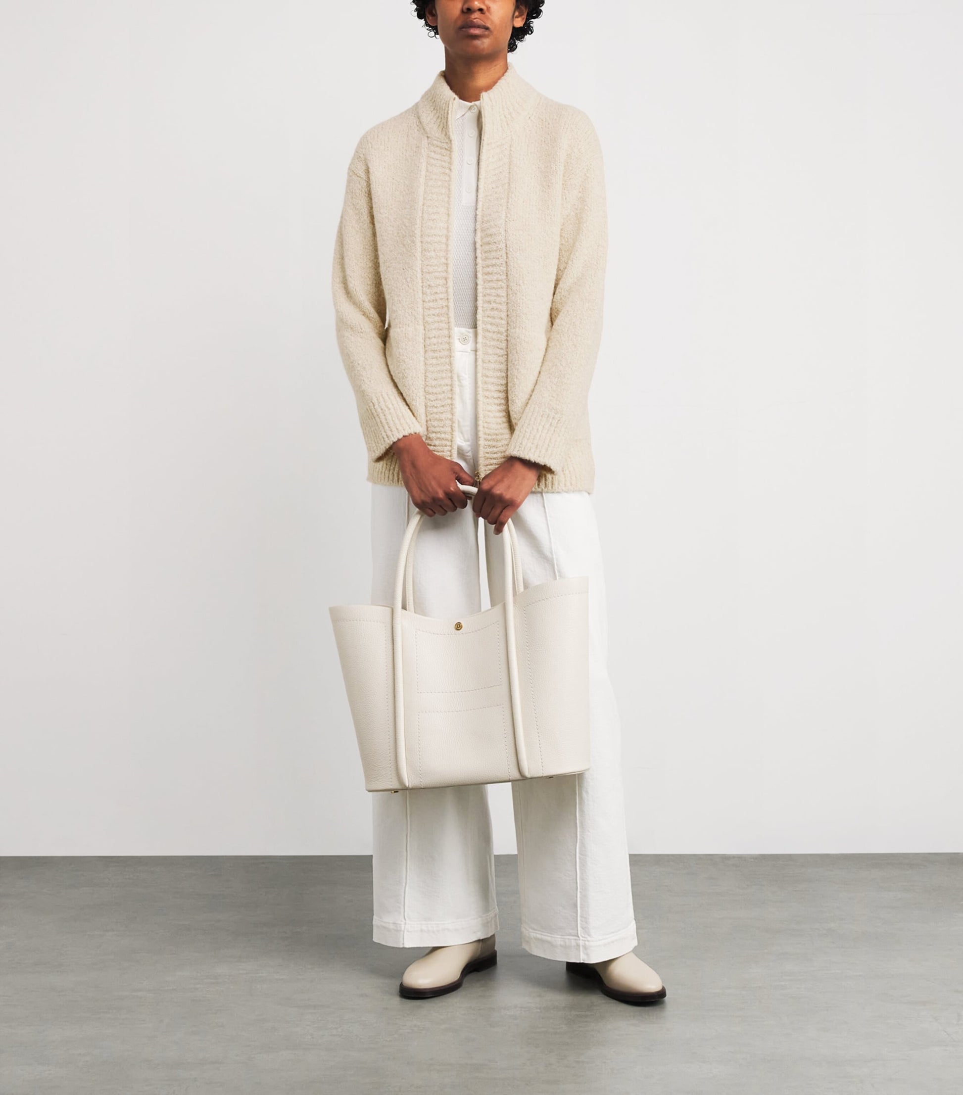 Eleventy Beige Wool-Blend Knitted Zip-Up Jacket