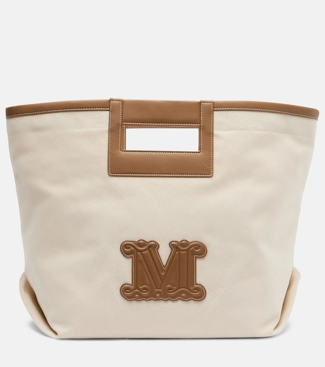 Max Mara - Ecru Small canvas tote bag