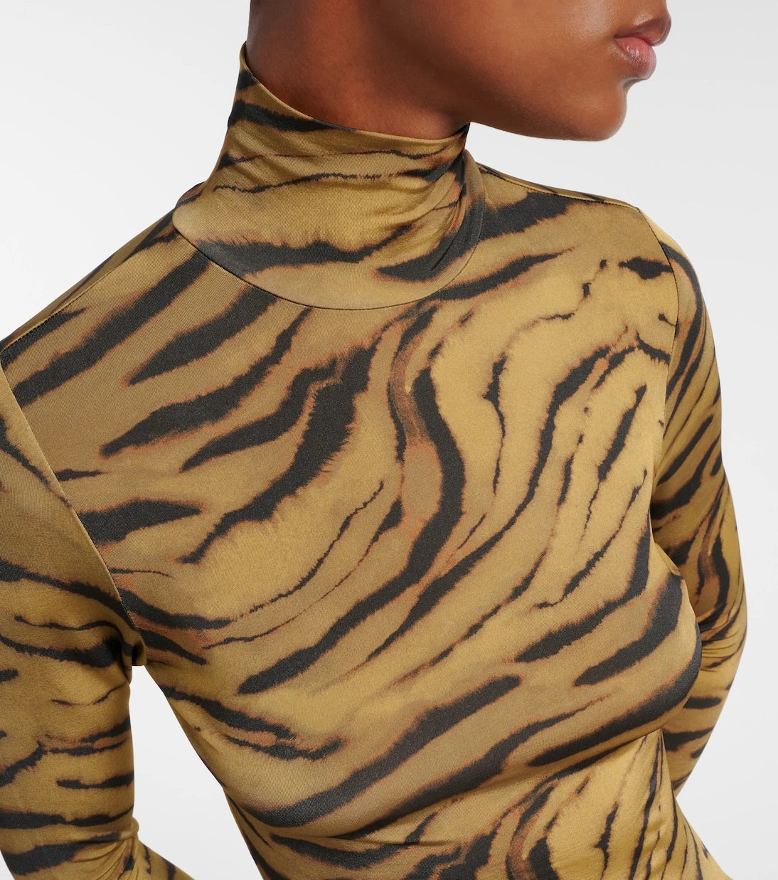 Ganni - Tiger-print jersey top