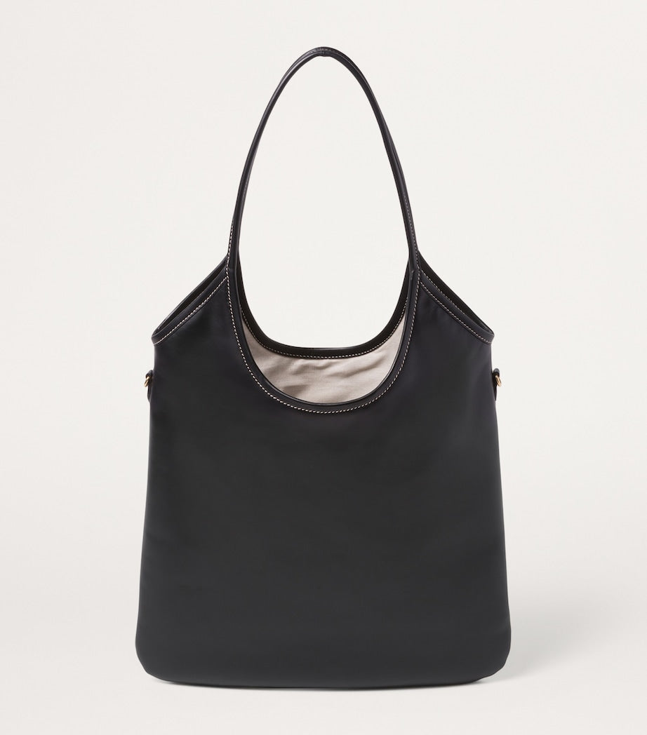 Black Leather Ivy Tote Bag