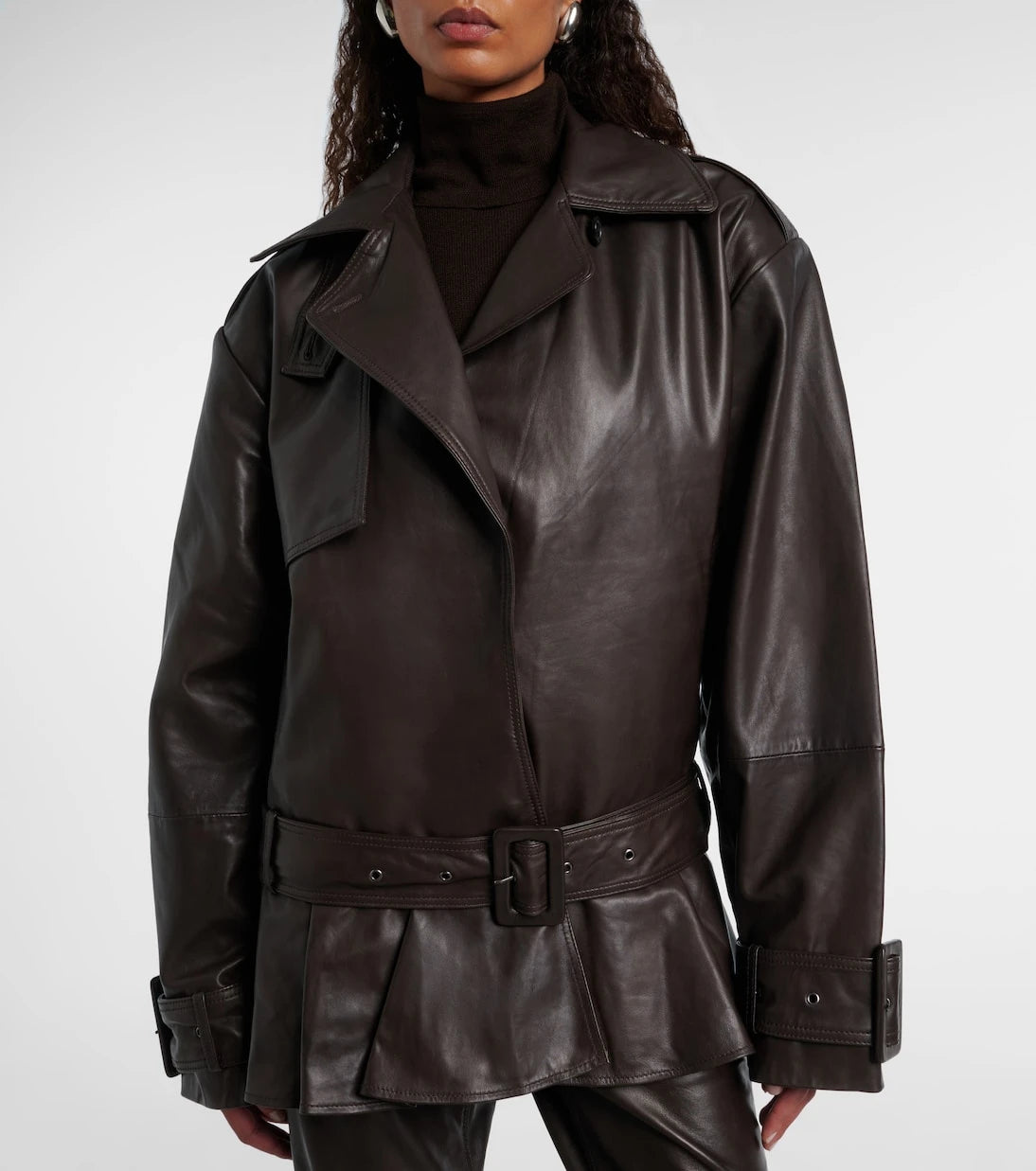 Rotate - Belted leather biker jacket