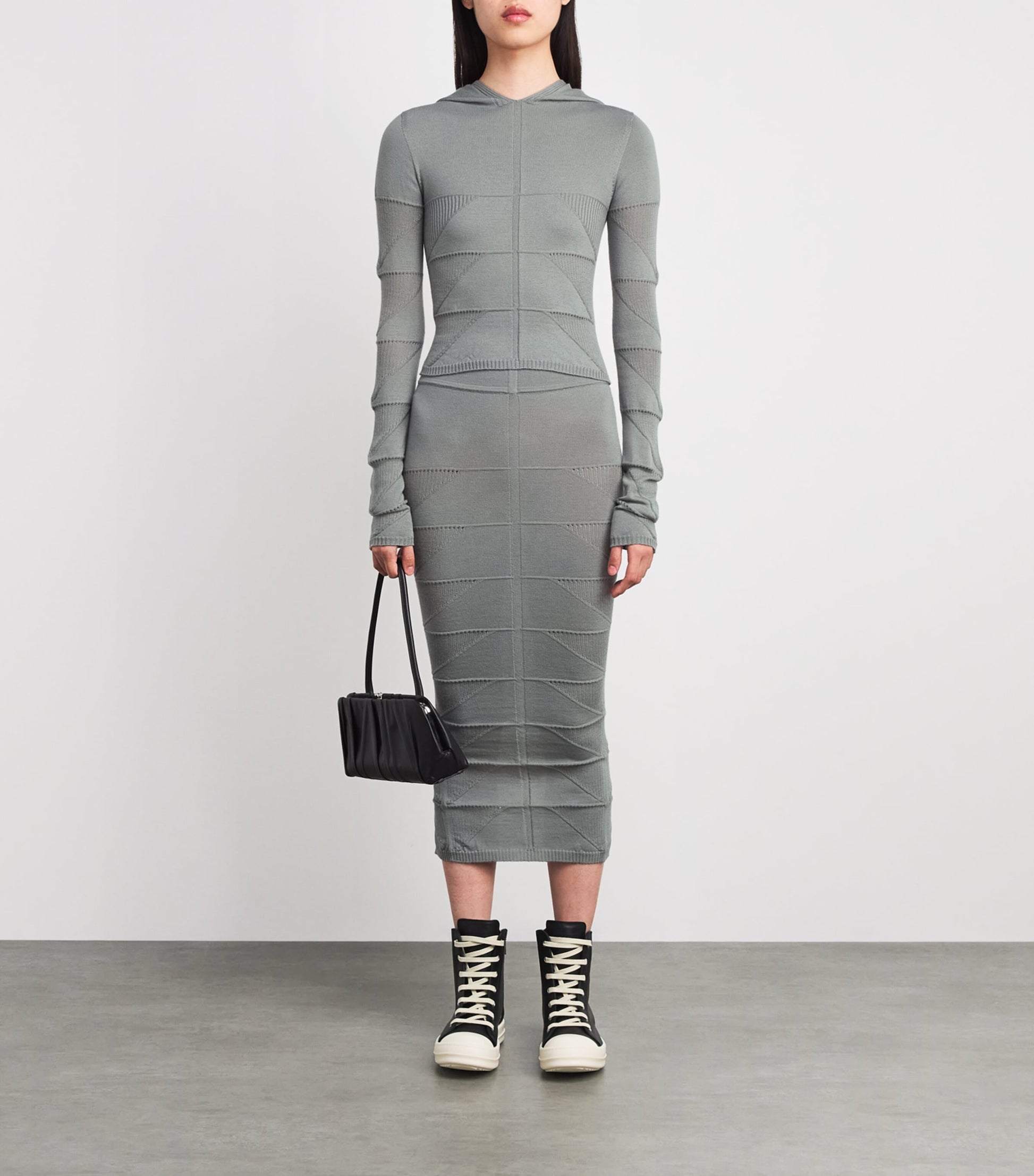 Rick Owens Blue Virgin Wool Knitted Hoodie