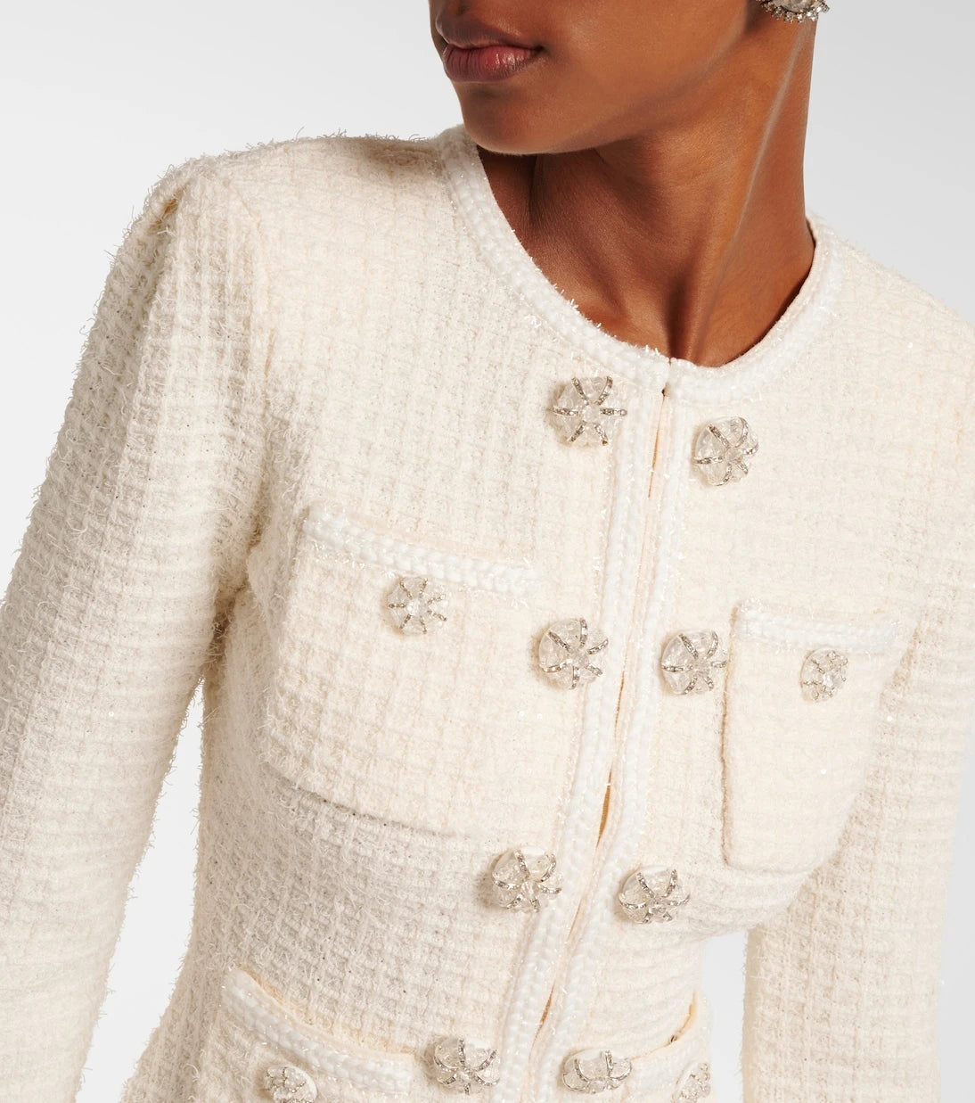 Self-Portrait - Embellished waffle-knit minidress