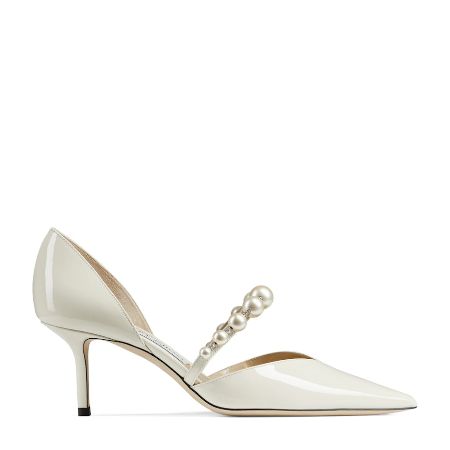 Jimmy Choo White Aurelie 65 Patent Leather Pumps