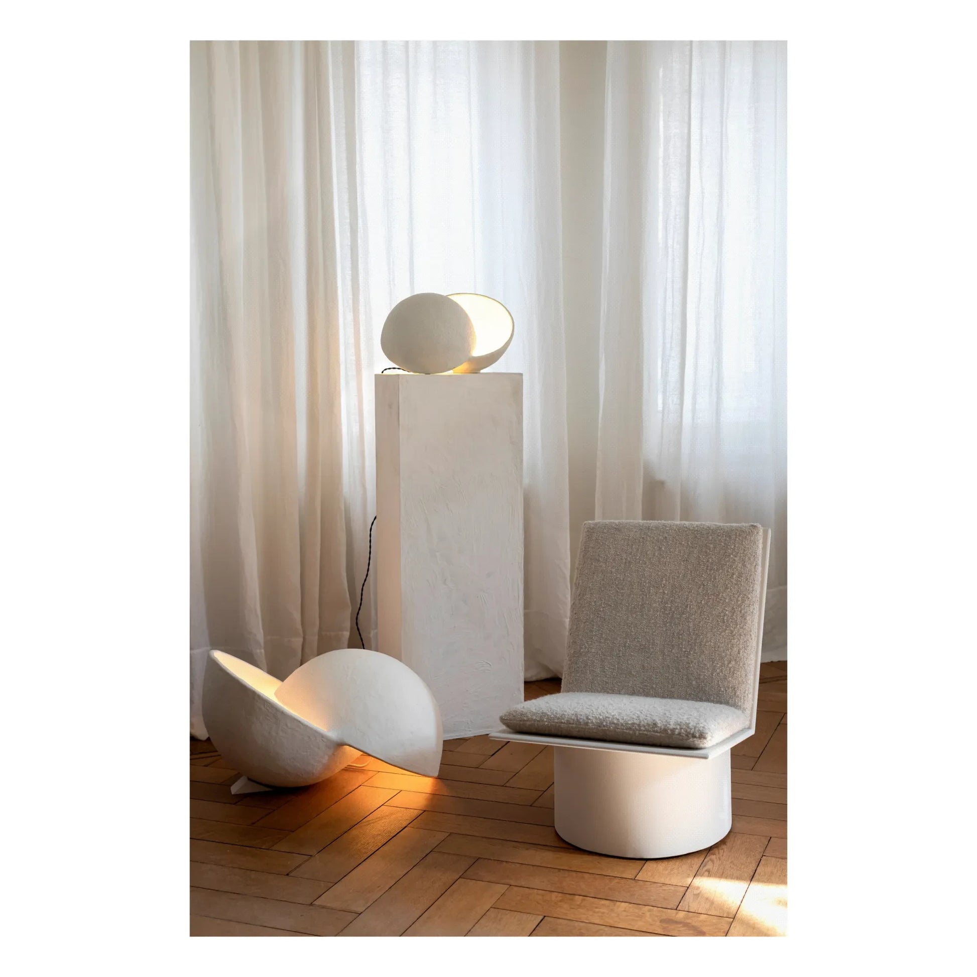 Serax - Earth Round Papier Mâché Table Lamp | White