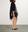 Black Wool Reversible Check Cape