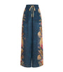 Navy Silk Printed Ascension Trousers