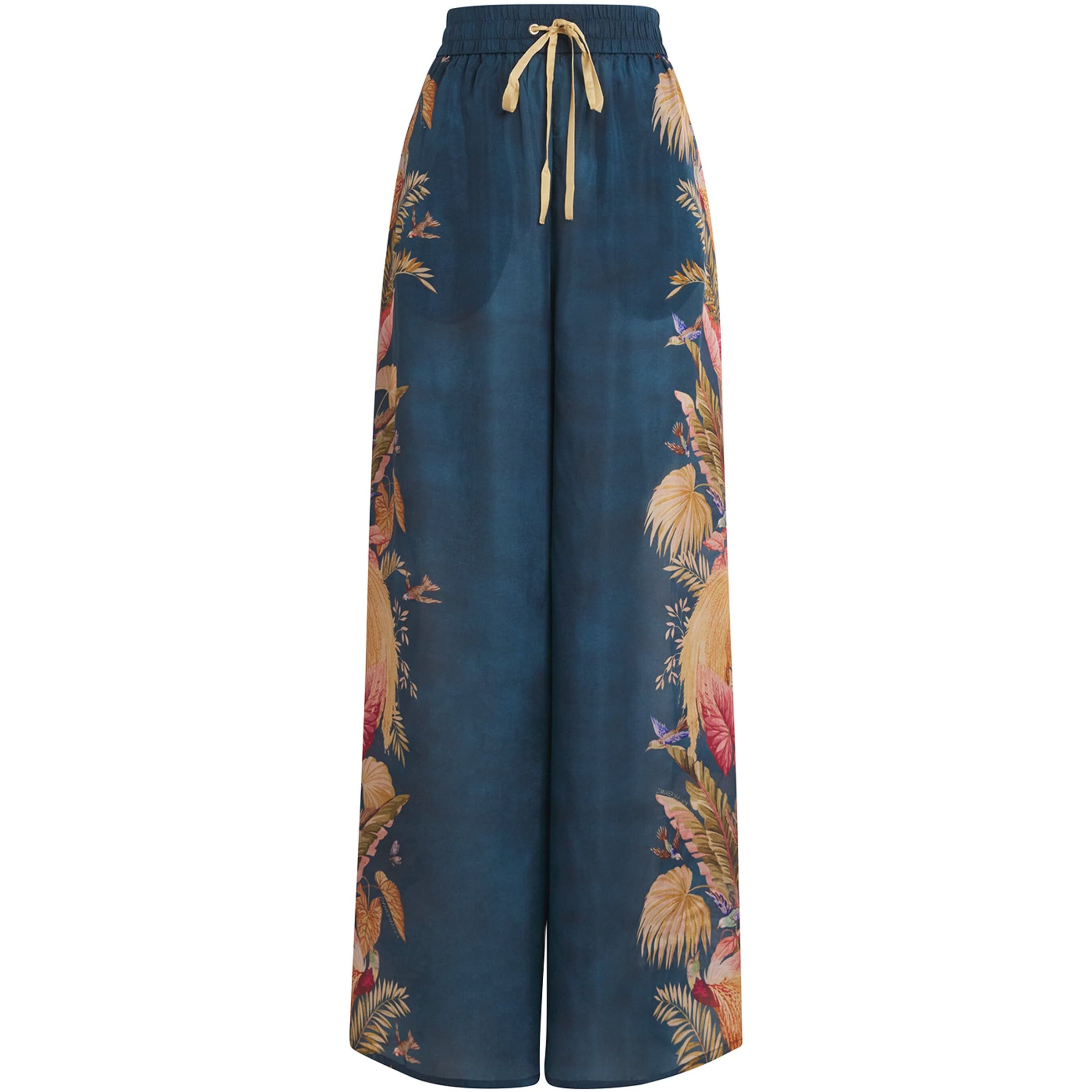 Navy Silk Printed Ascension Trousers