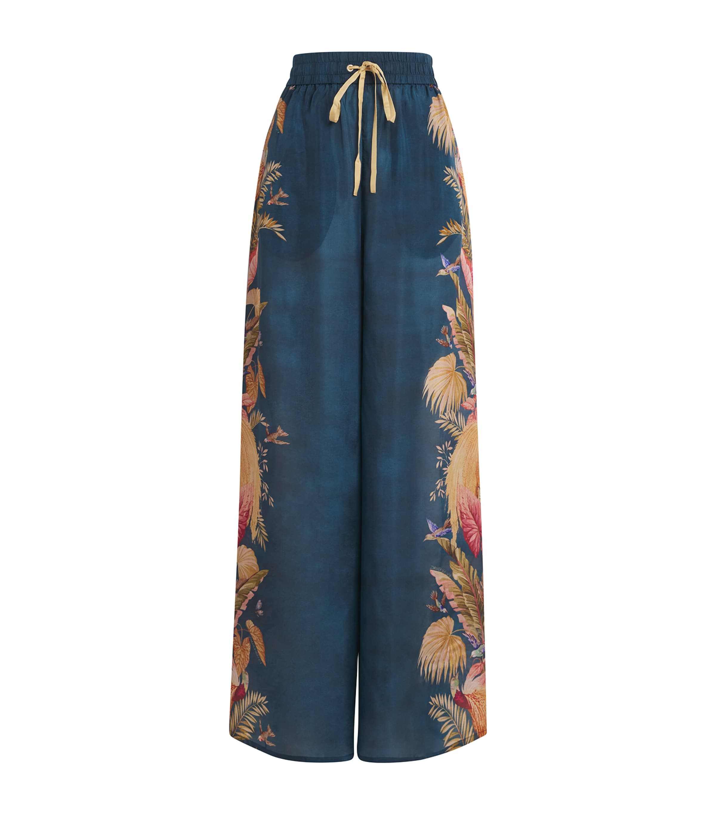 Navy Silk Printed Ascension Trousers