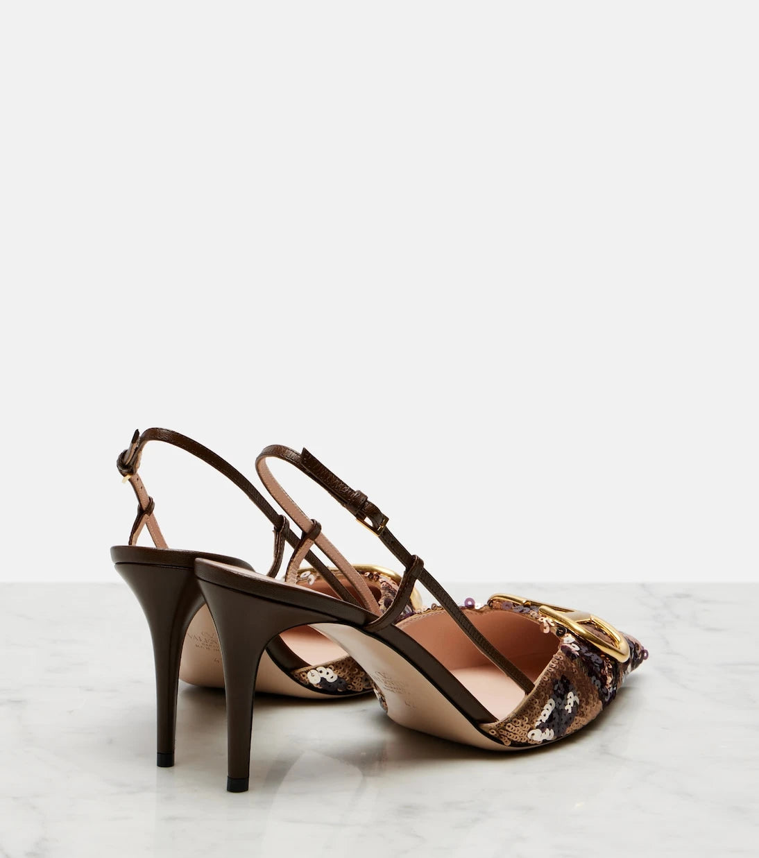 Valentino Garavani - Signature VLogo sequined slingback pumps