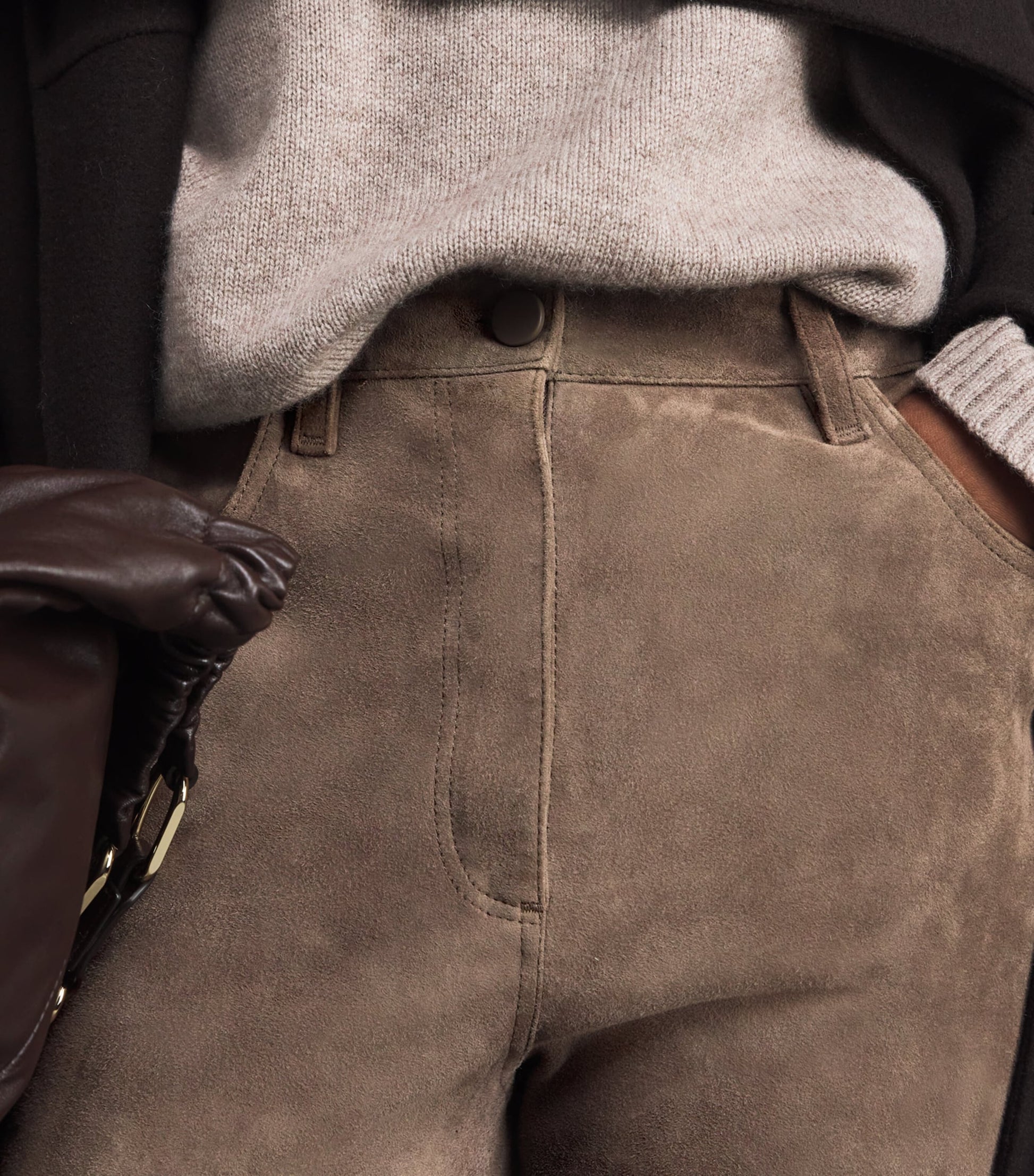 Brown Suede Duke Flared Trousers
