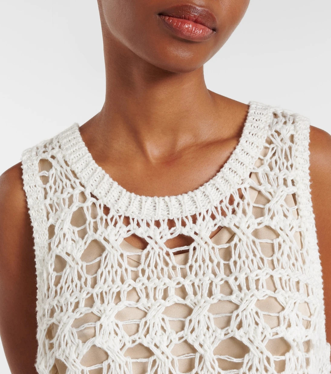 Brunello Cucinelli - Open-knit jute and cotton-blend top
