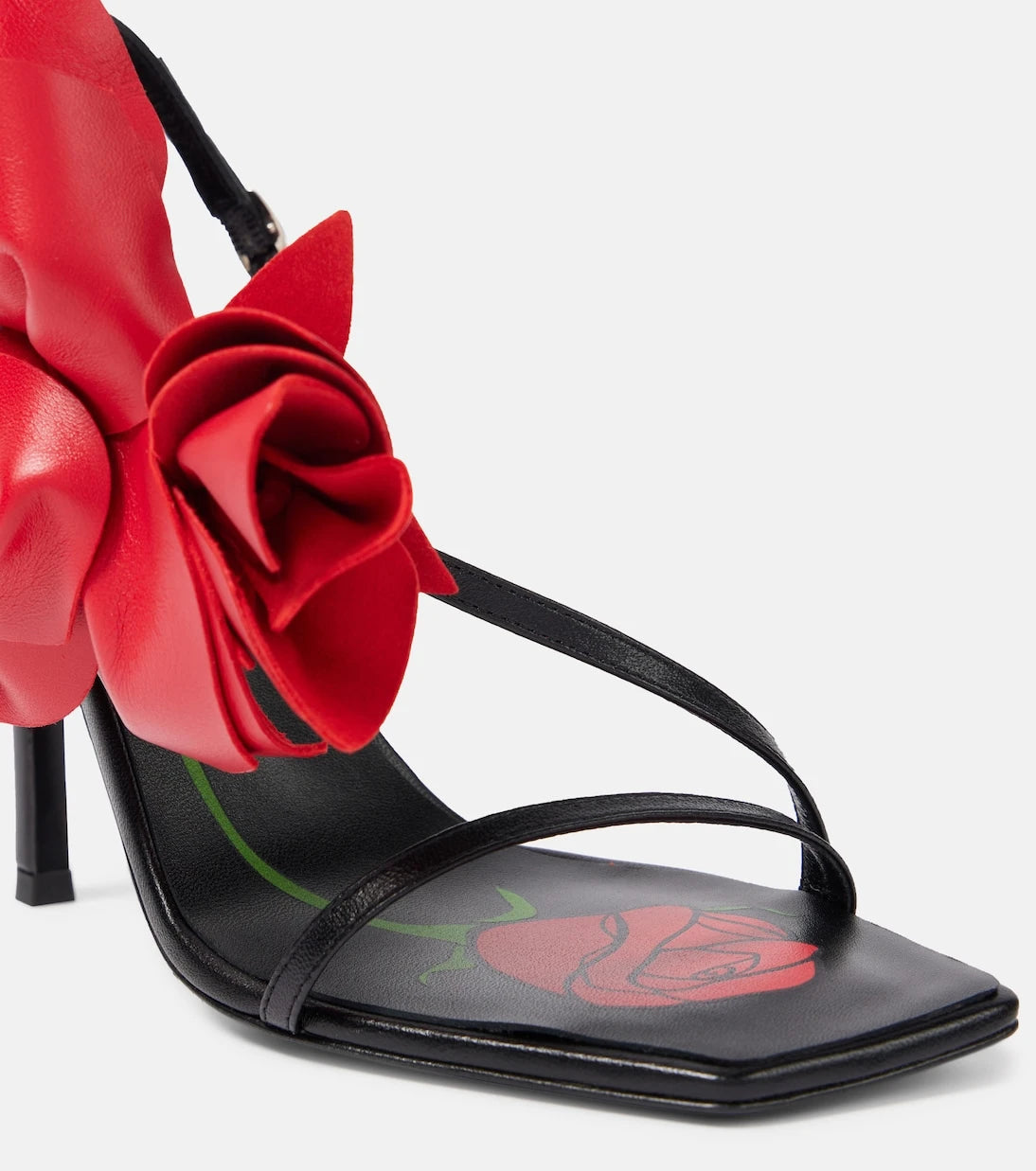 Magda Butrym - Floral-appliqué leather slingback sandals