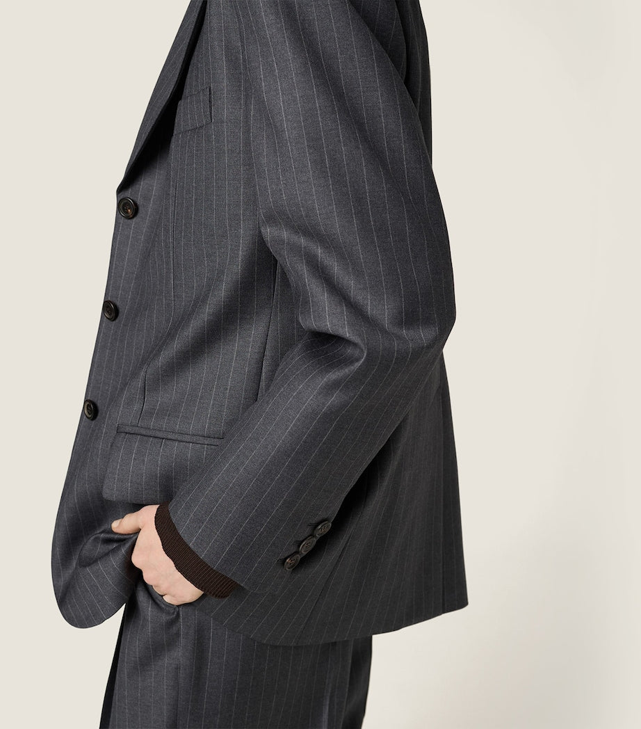 Miu Miu Grey Wool Pinstripe Blazer