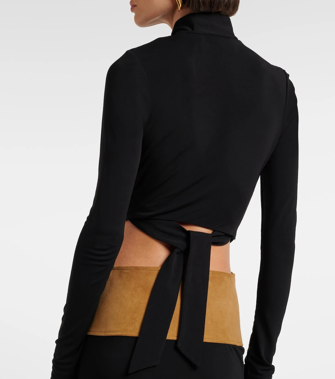 Christopher Esber - Contour cutout suede-trimmed jersey gown