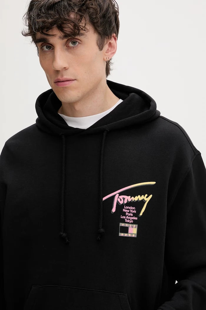 Tommy Jeans kapüşonlu erkek pamuklu sweatshirt