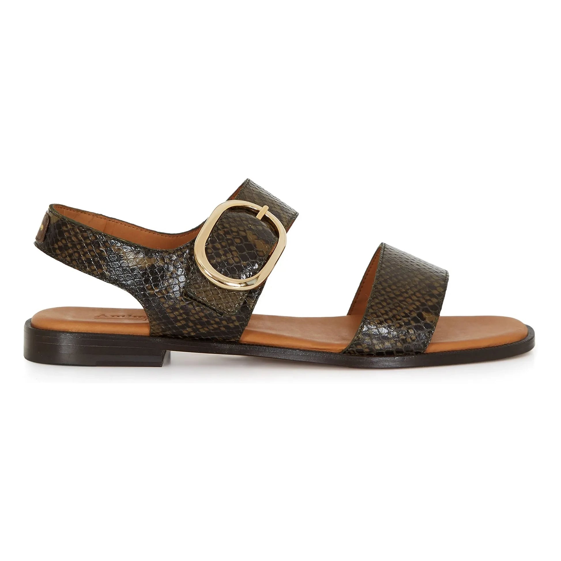 Anthology Paris - Serpiente flap sandals | Khaki