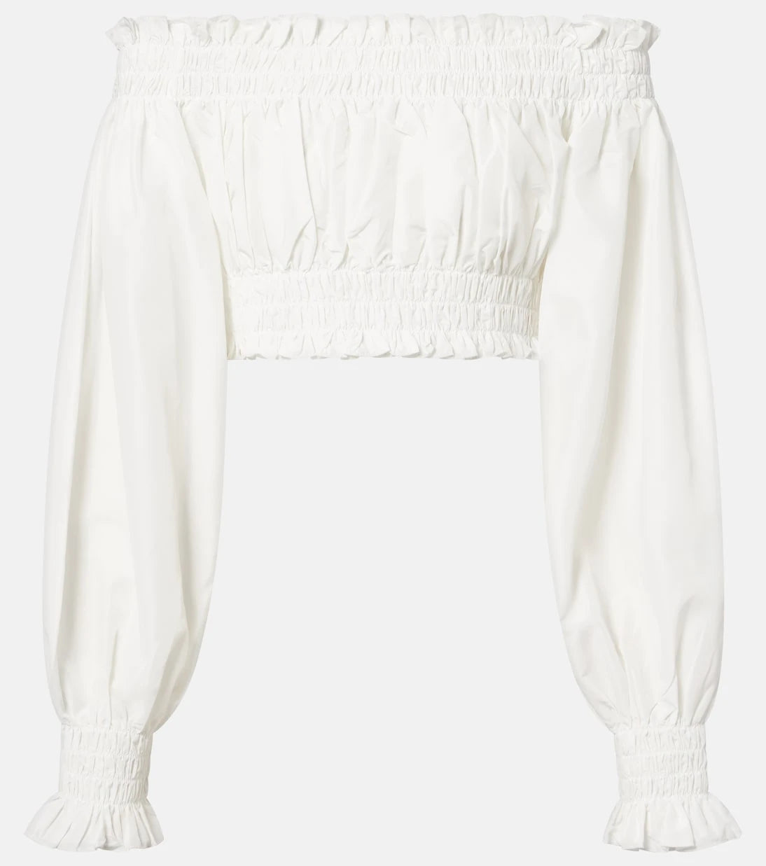 Norma Kamali - Shirred off-shoulder crop top