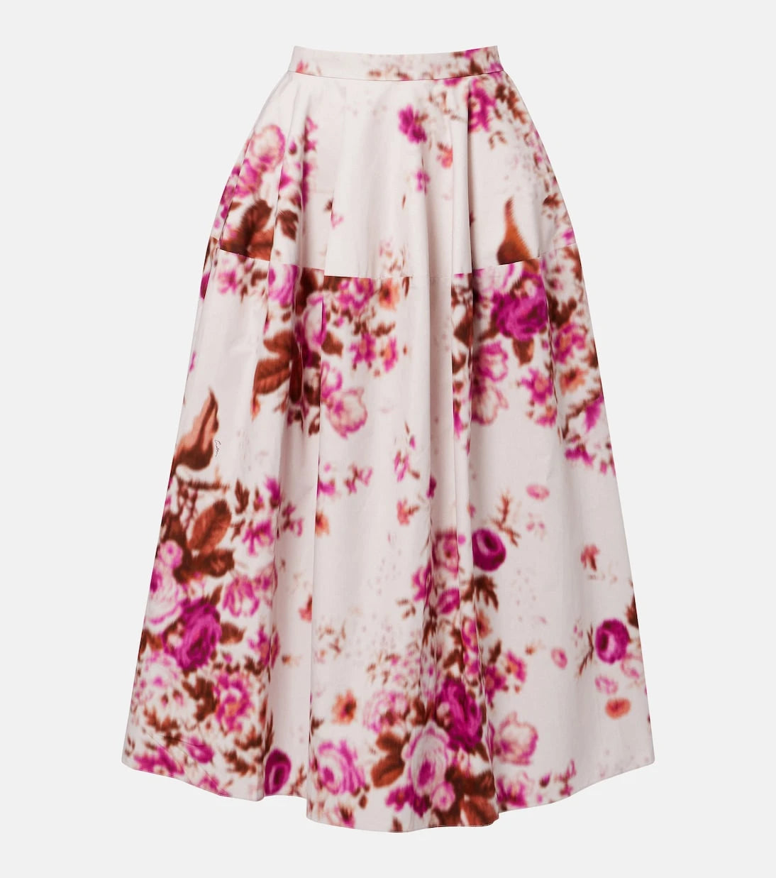 Erdem - Floral cotton poplin midi skirt