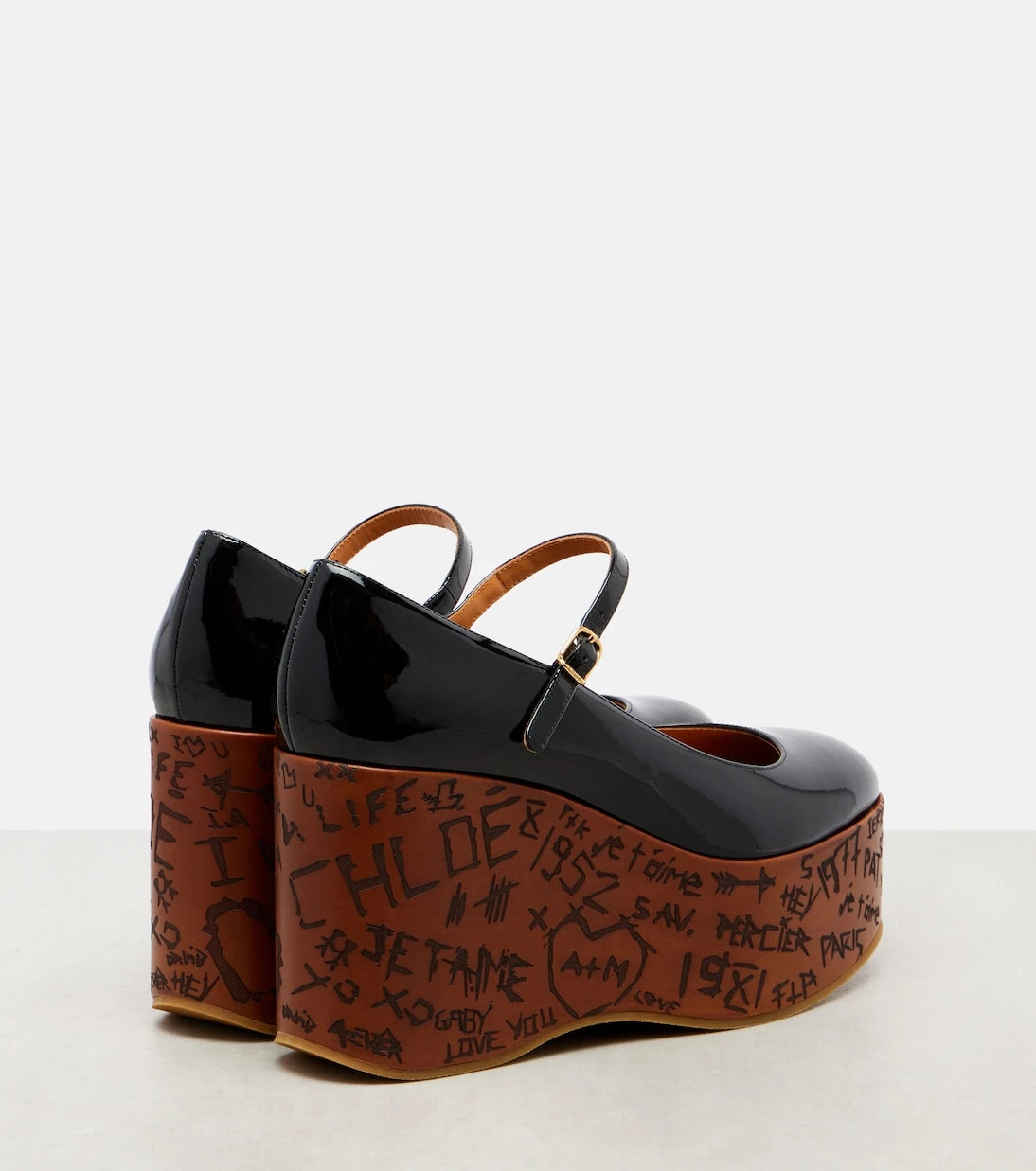 Chloé - Maxime 80 patent leather wedge pumps