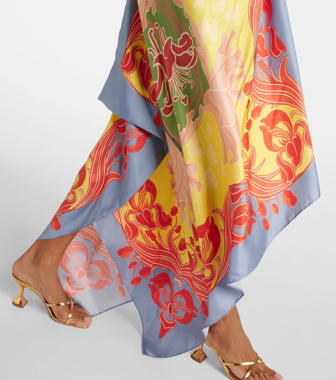 Etro - فستان شاطئ حريري مطبوع بياقة رسن