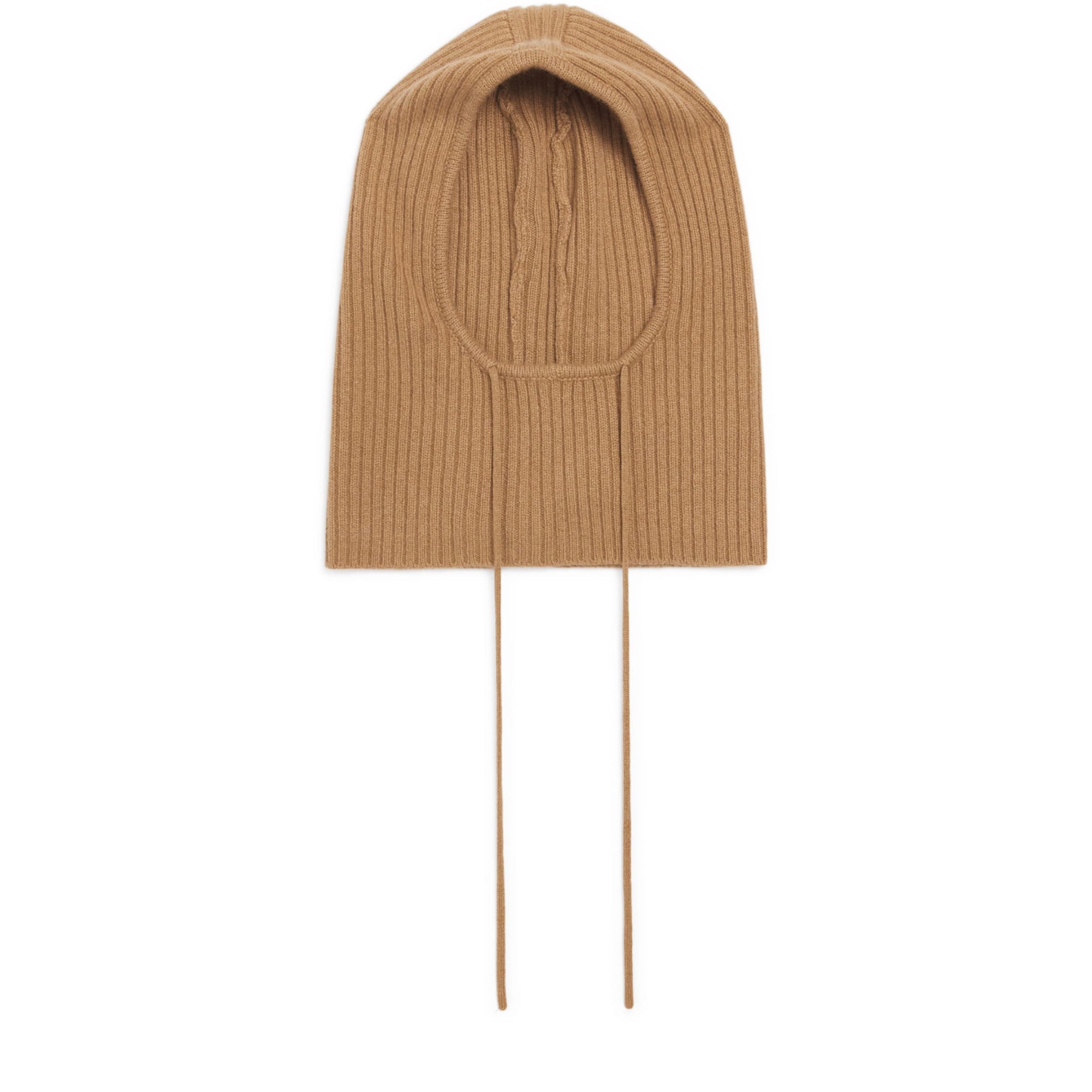 Beige Cashmere Ribbed Hood