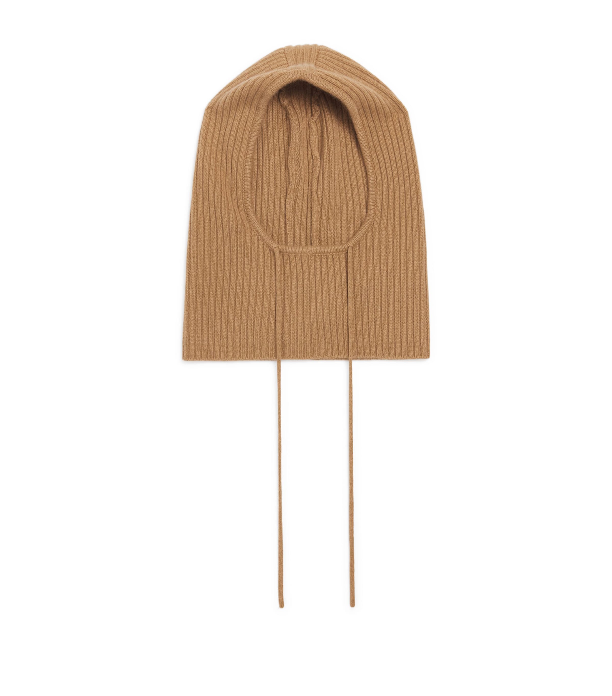 Beige Cashmere Ribbed Hood