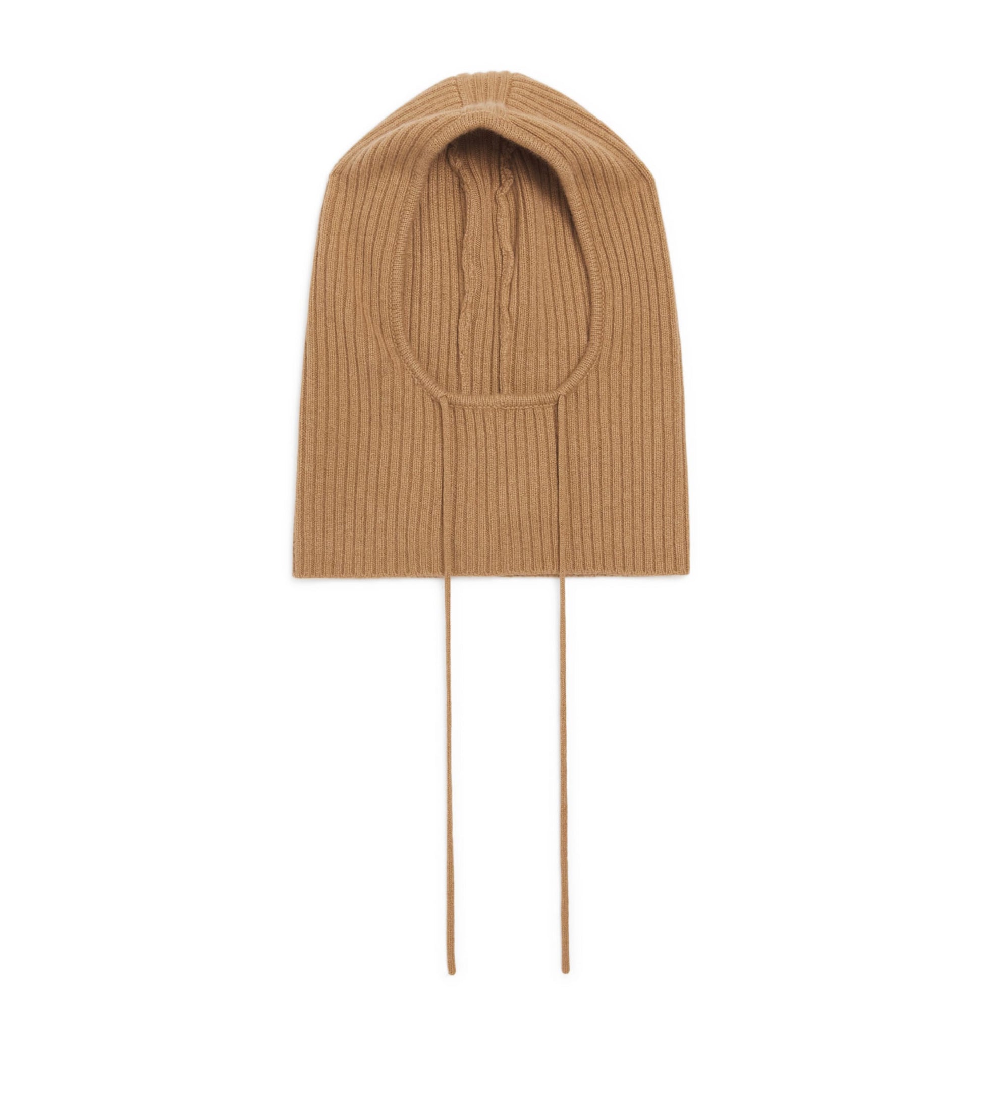 Beige Cashmere Ribbed Hood