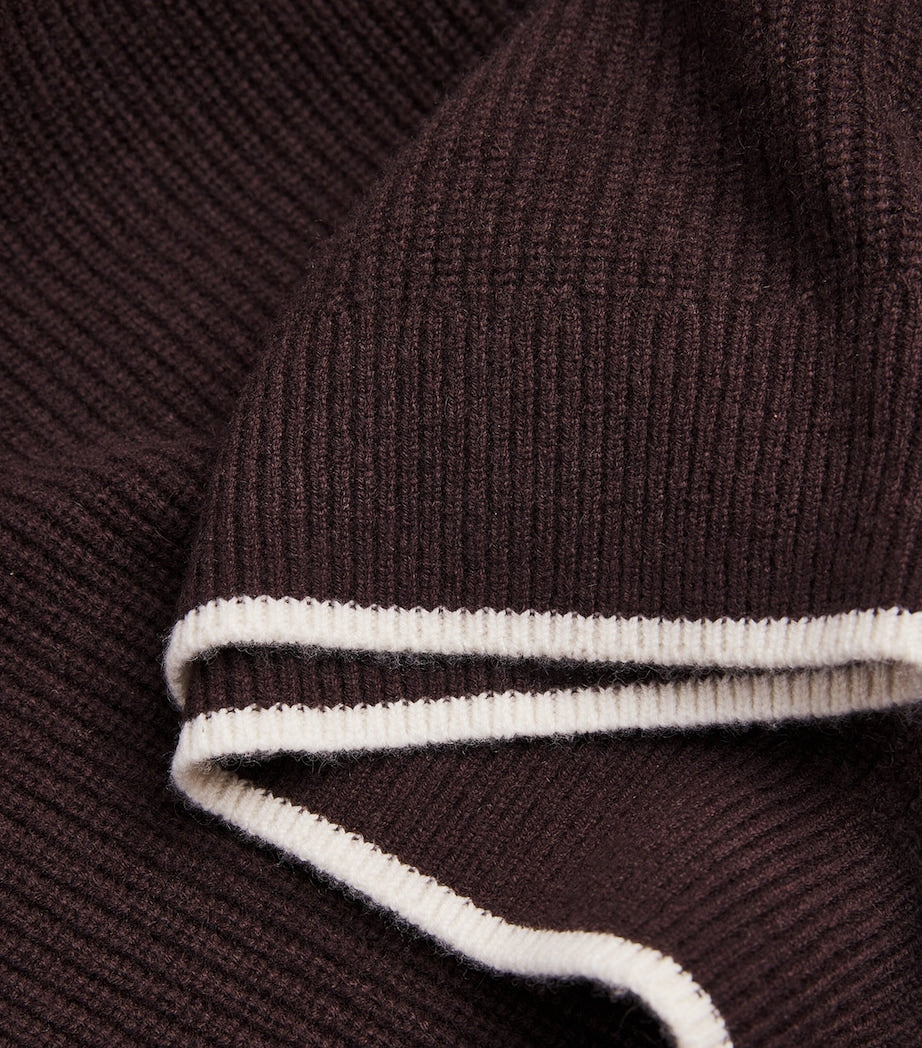 Brown Wool-Cashmere High-Neck Sweater