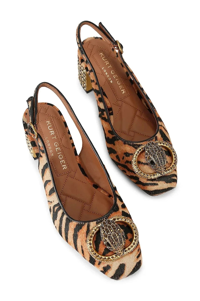 Kurt Geiger London deri açık topuklu kalın topuklu Chelsea Block Slingback ayakkabı