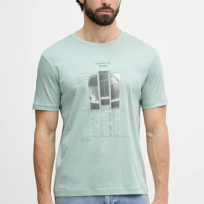 BOSS Green erkek pamuklu tişört BOSS X PORSCHE