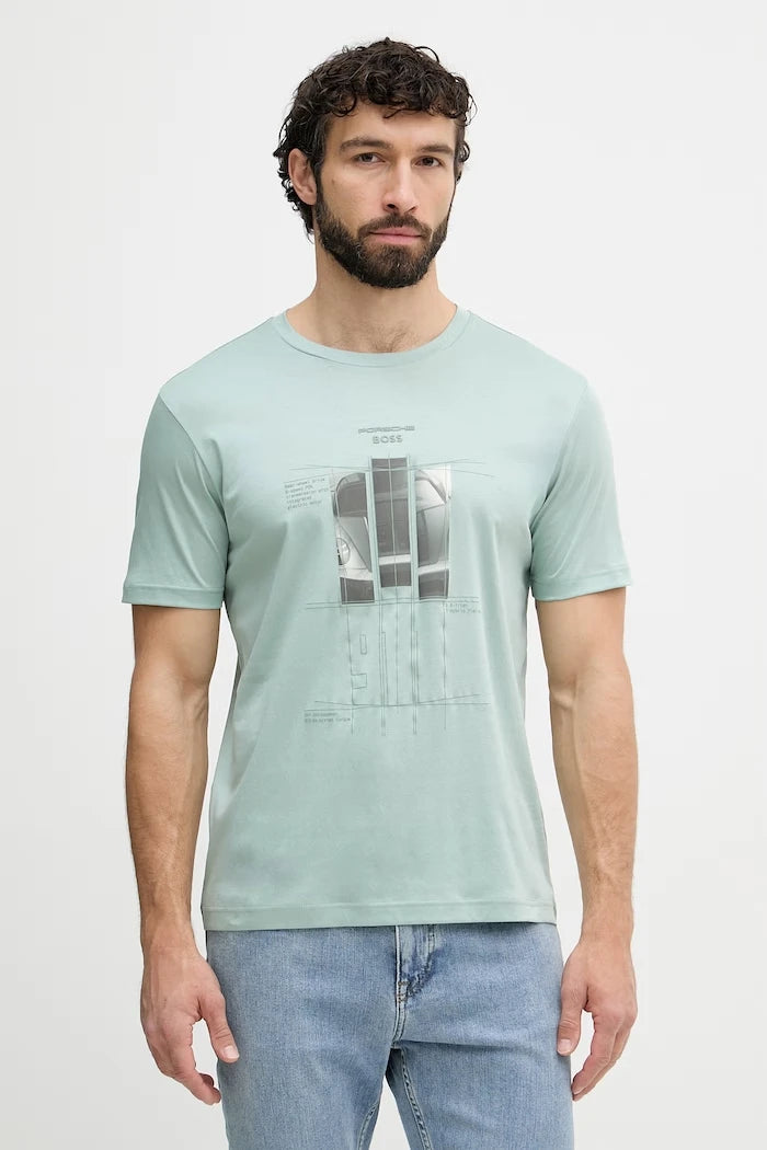 BOSS Green erkek pamuklu tişört BOSS X PORSCHE