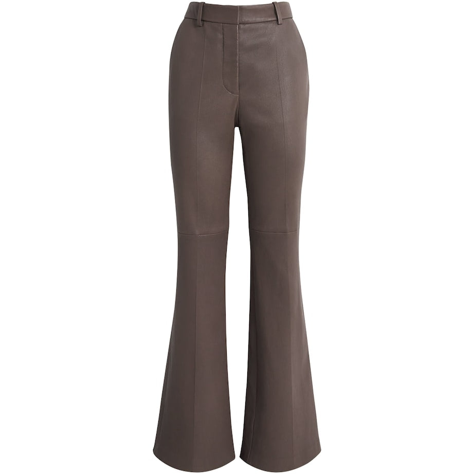 Leather Tafira Flared Trousers MUSHROOM