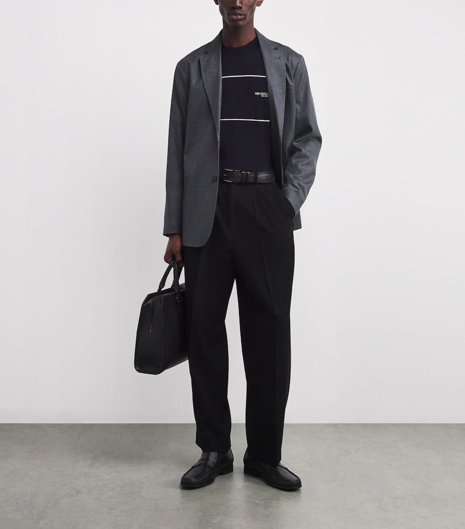 Emporio Armani Grey Virgin Wool Single-Breasted Blazer