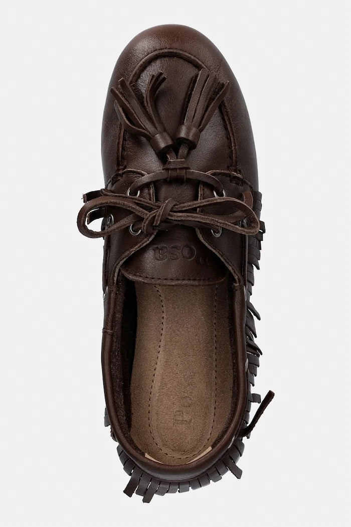Posa Kadın Süet Mokasen Boat Loafer Native Tassel