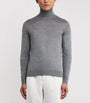 Isaia Grey Wool-Silk-Cashmere Rollneck Sweater