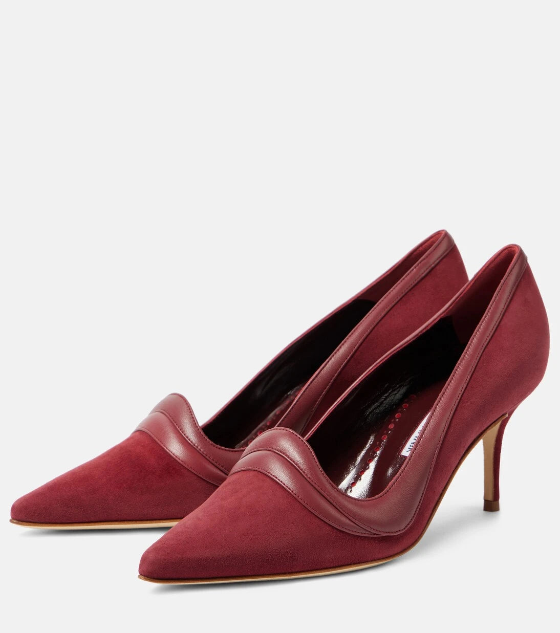 Manolo Blahnik - Ajarafa 70 suede and leather pumps