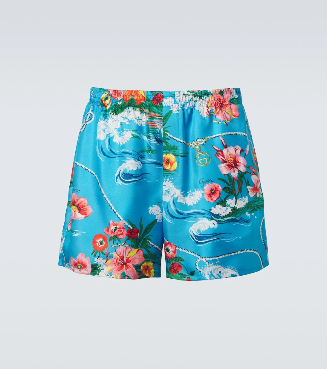 Gucci - Floral silk twill shorts