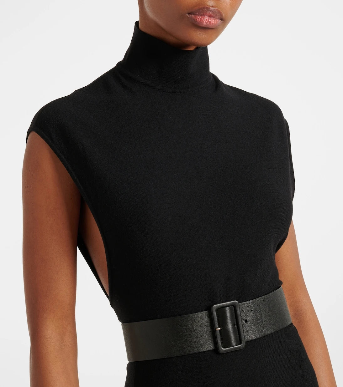 Alaïa - فستان ميدي بحزام من مزيج الصوف