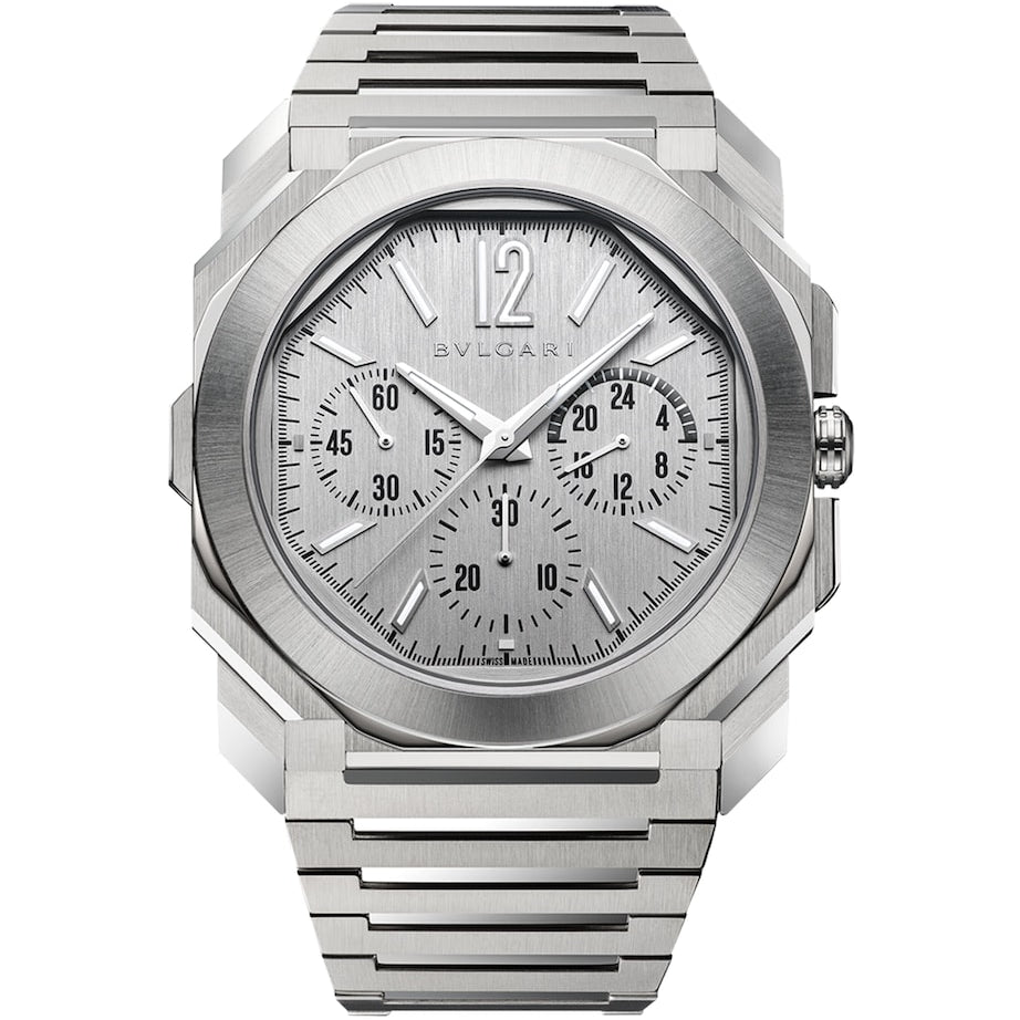 Bvlgari Stainless Steel Octo Finissimo Chronograph GMT Watch 43mm