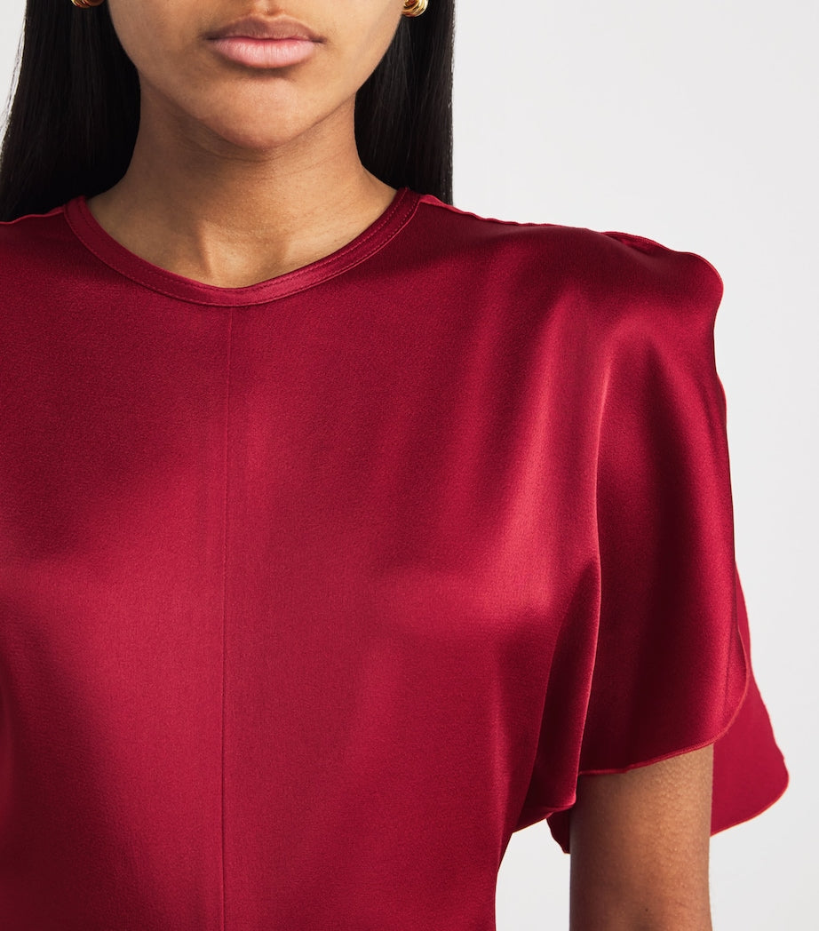 Victoria Beckham Red Gathered Waist Maxi Dress