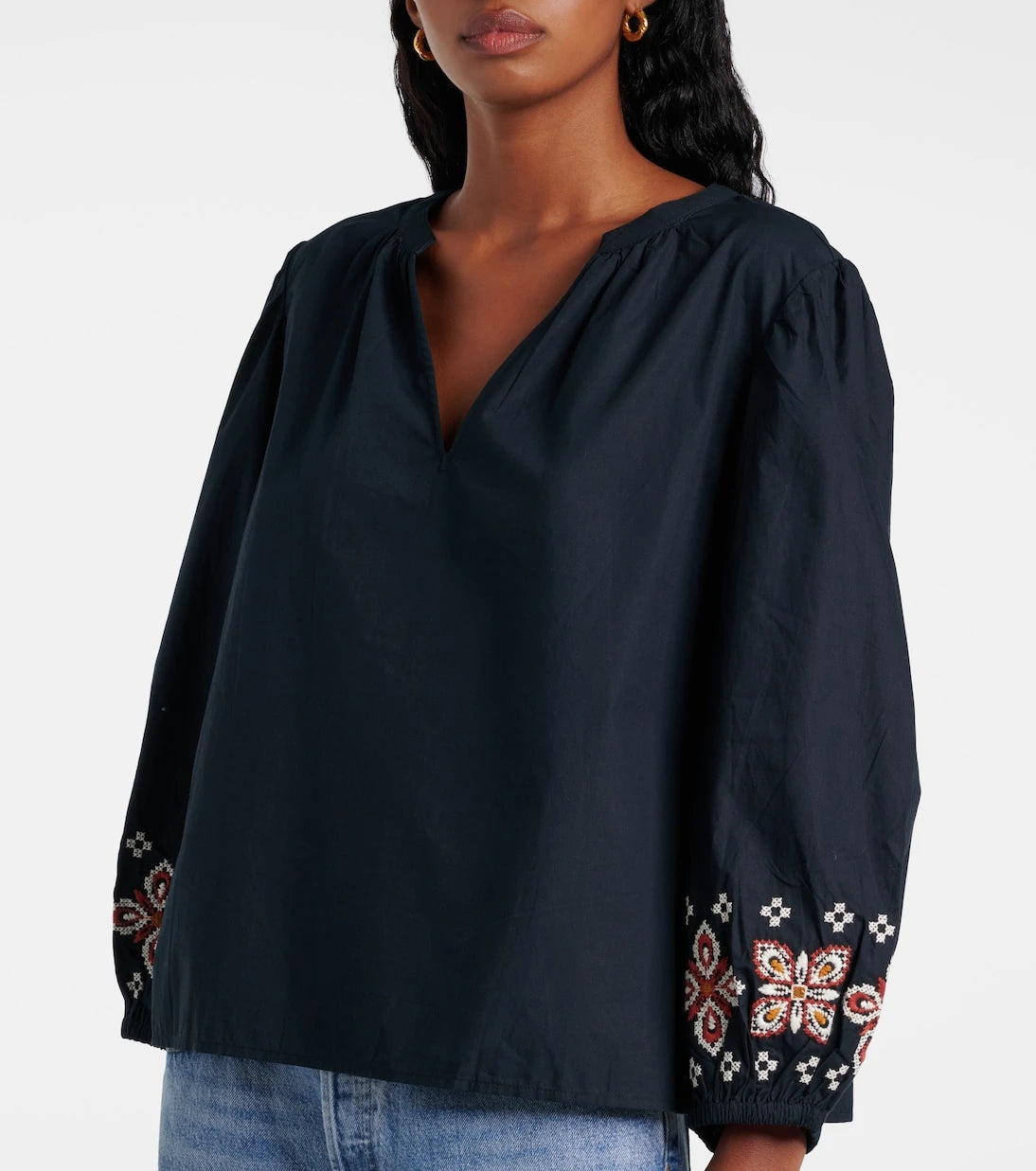 Velvet - Paola embroidered cotton blouse