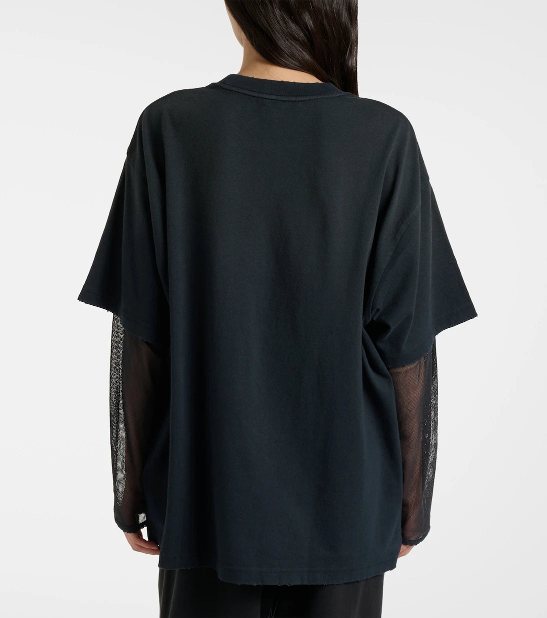 Acne Studios - تي شيرت بطبقات من جيرسيه القطن والشبك