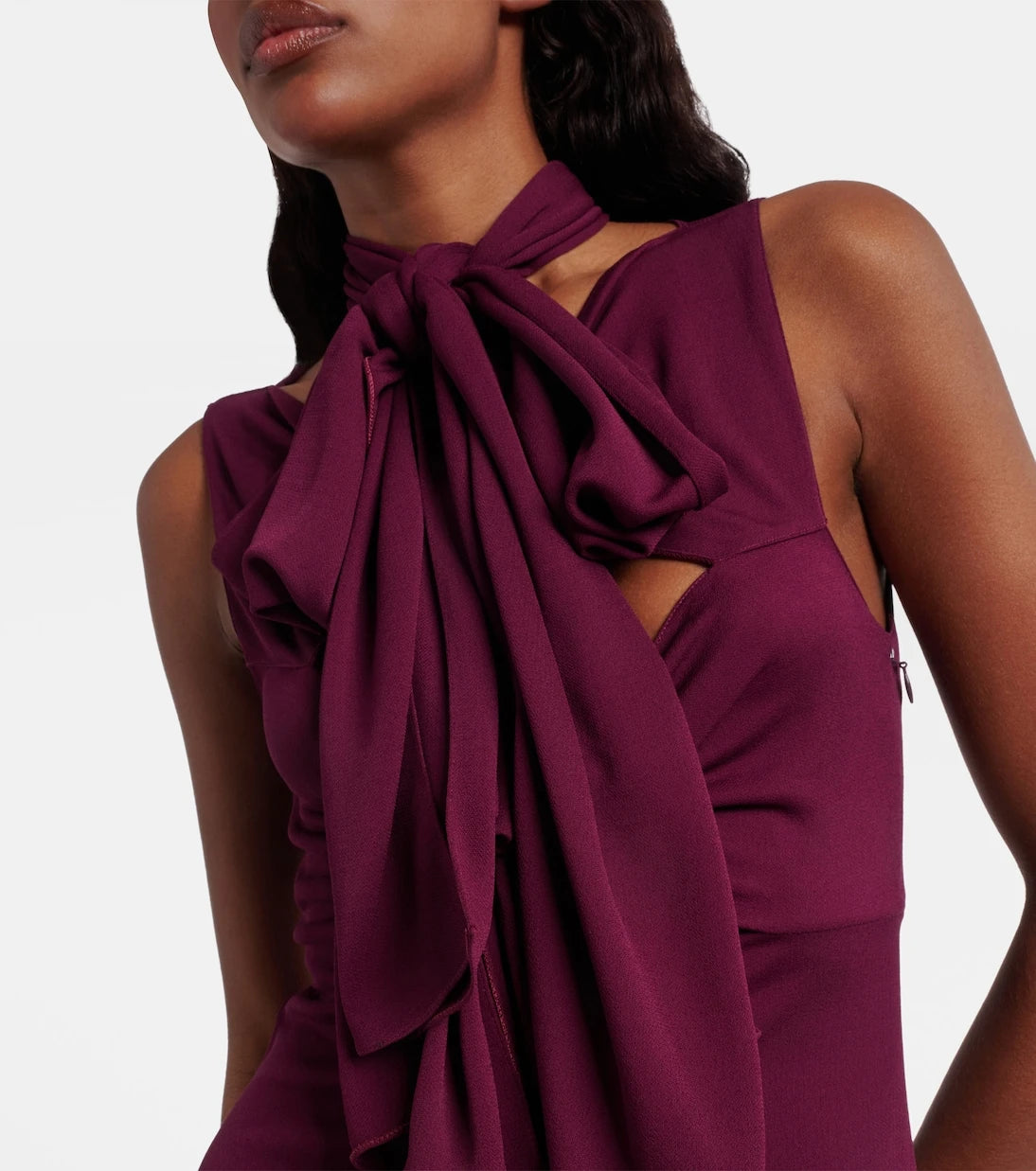 Alaïa - Bow-detail halterneck jersey gown