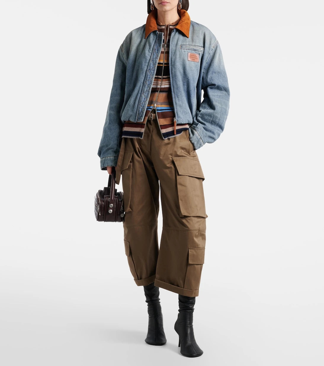 Acne Studios - Okra suede-trimmed denim blouson jacket