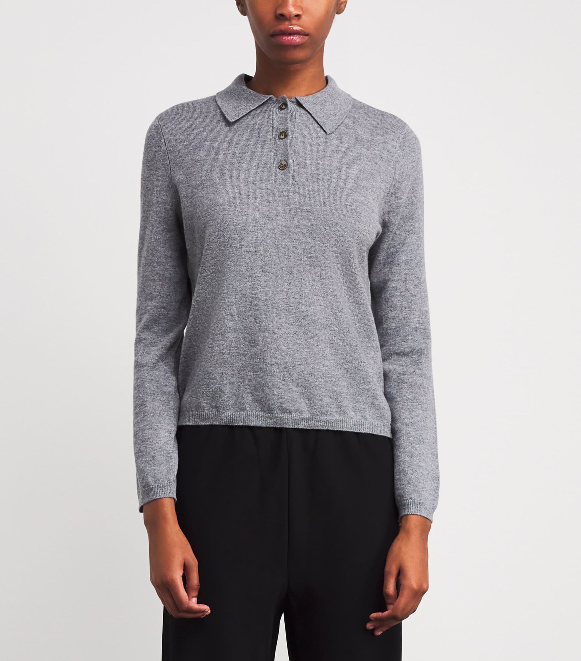 Grey Cashmere Minou Polo Sweater